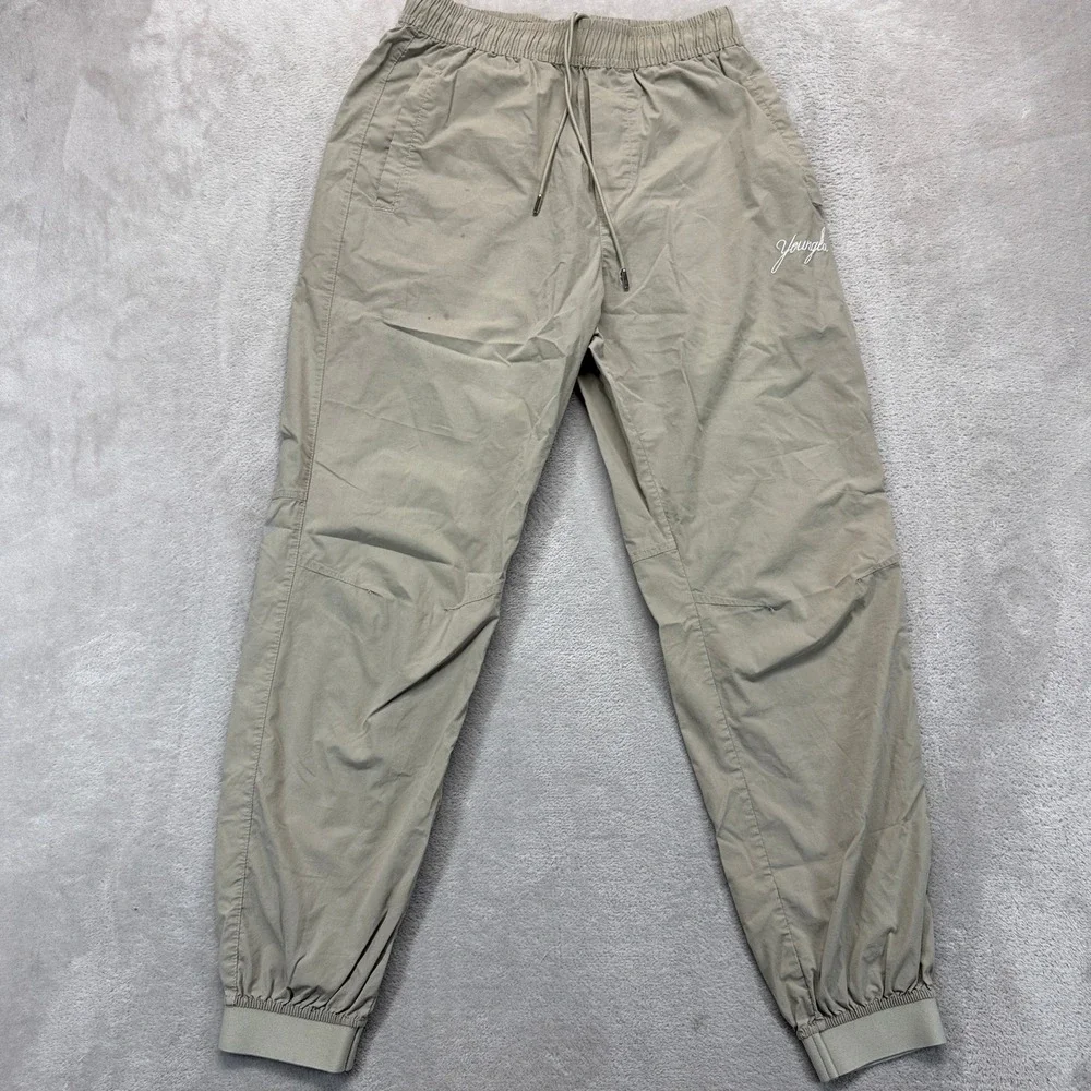 YOUNGLA Pants Men's Small Ultimate Workout‎ Jogger Tan Athletic Drawstring Gym
